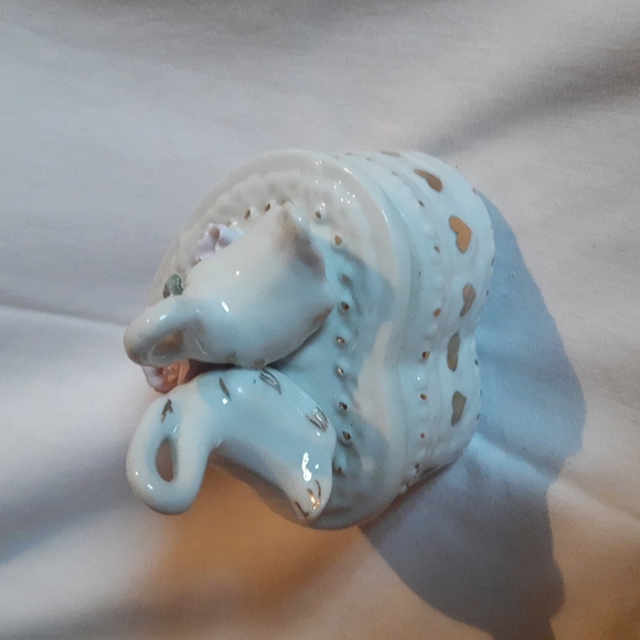 Swan Birds Floral Heart Trinket Box Vintage - Picture 10 of 13